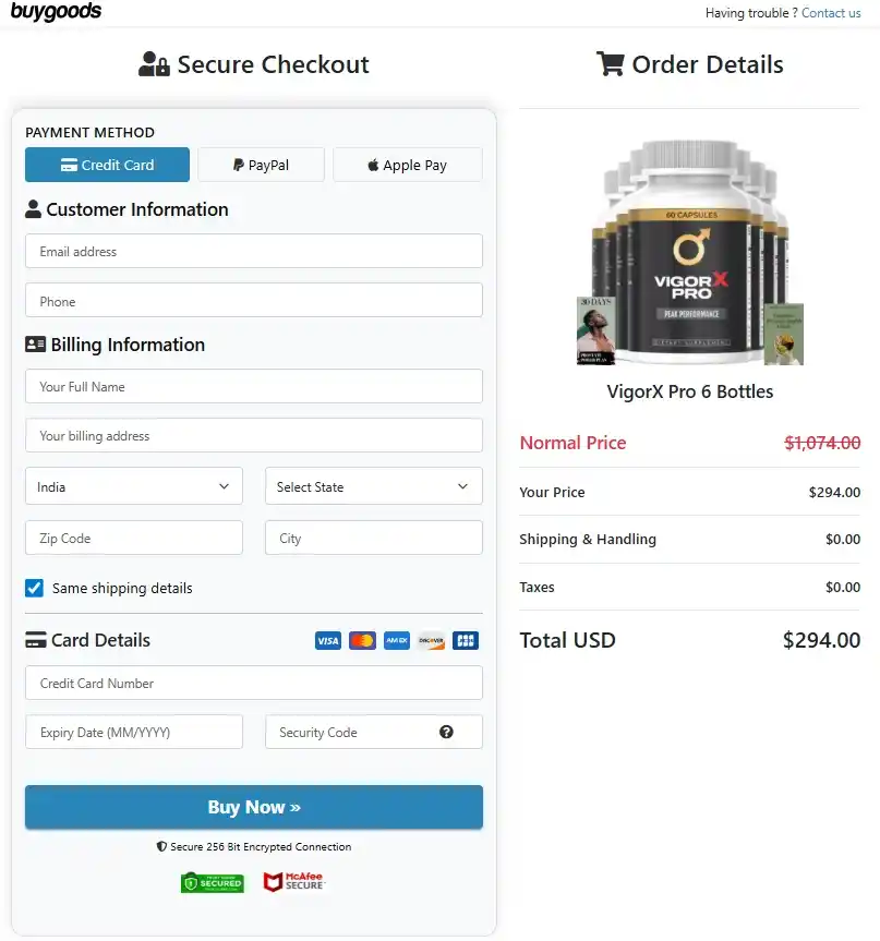 VigorX Pro VigorX Pro Order Page